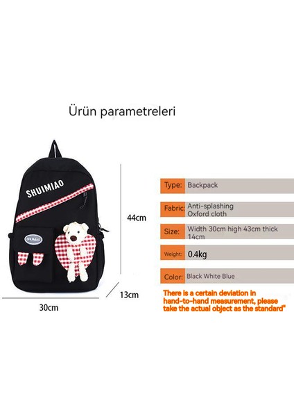 Yeni Unisex Kore Versiyonu Sevimli Ayı Japon Okul Çantası Büyük Kapasiteli Pratik Sırt Çantası Kolej Rüzgar Okul Sırt Çantası (Yurt Dışından)