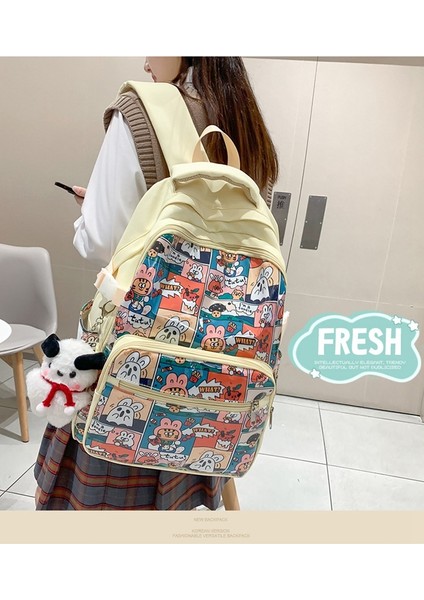 Yeni Unisex Sırt Çantası Ins Graffiti Tarzı Okul Çantası Büyük Kapasiteli Hit Renkli Kişilik Modaya Uygun Havalı Stil Okul Sırt Çantası (Yurt Dışından) fiyatları