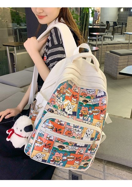 Yeni Unisex Sırt Çantası Ins Graffiti Tarzı Okul Çantası Büyük Kapasiteli Hit Renkli Kişilik Modaya Uygun Havalı Stil Okul Sırt Çantası (Yurt Dışından) modelleri