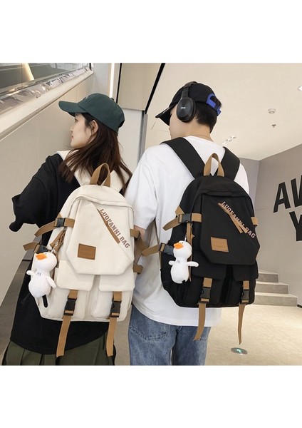 Yeni Unisex Sırt Çantası Basit Rahat Sırt Çantası Kore Moda Trendi Kanvas Okul Çantası Harajuku Tarzı Büyük Kapasiteli Okul Sırt Çantası (Yurt Dışından) fiyatları