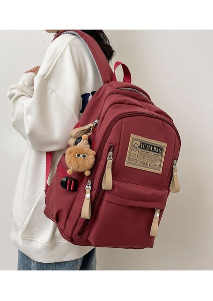 Yeni Unisex Büyük Kapasiteli Sırt Çantası Kore Versiyonu Basit ve Yakışıklı Okul Çantası Moda Güzellik Sokak Trendi Okul Sırt Çantası (Yurt Dışından)