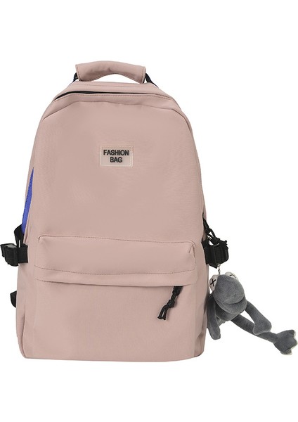 Yeni Unisex Kore Versiyonu Büyük Kapasiteli Açık Seyahat Kore Rahat Sırt Çantası Düz Renk Çift Sırt Çantası Büyük Kapasiteli Okul Sırt Çantası (Yurt Dışından)