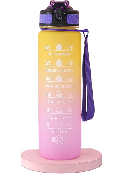 Zethus 1000ML Taşınabilir Su Matarası - Sarı / Pembe (Yurt Dışından)