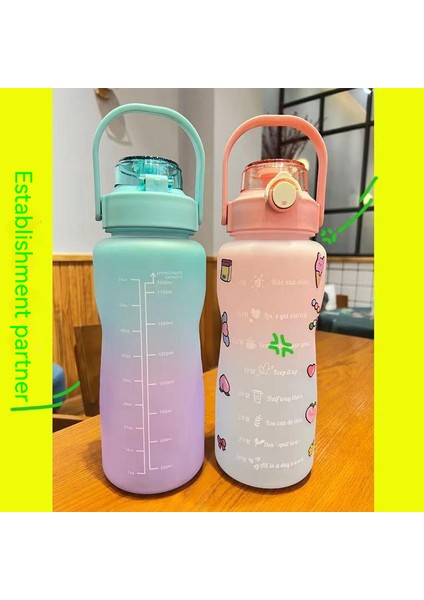 2000ML Taşınabilir Su Matarası - Mor / Yeşil (Yurt Dışından)