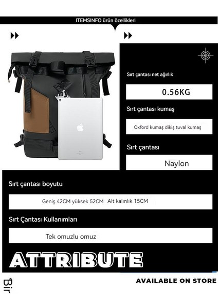 Yeni Rulo Ağızlı Unisex Sırt Çantası Kore Sokak Trendi Okul Çantası Moda Kişilik Sırt Çantası Modaya Uygun Serin Stil Büyük Kapasiteli Su Geçirmez Okul Sırt Çantası (Yurt Dışından) indirimleri