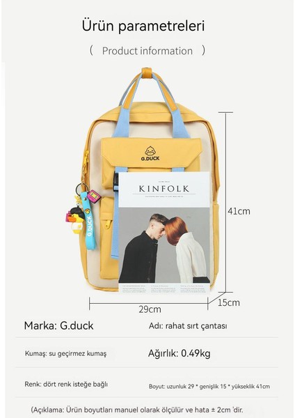 Yeni Unisex Sırt Çantası Sevimli Taze Tatlı Okul Çantası Eğlence Kore Versiyonu Serin Kişilik Trendi Okul Sırt Çantası (Yurt Dışından)