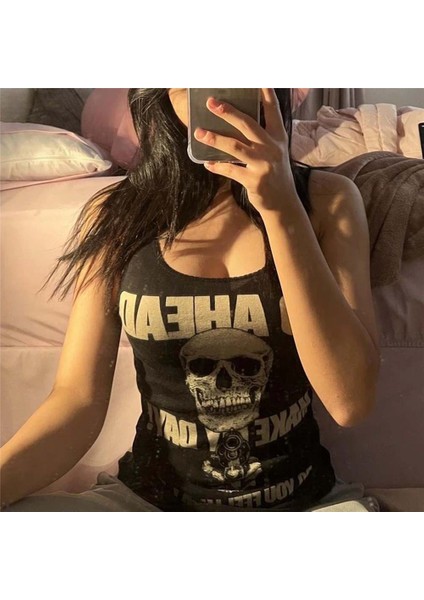 Go Ahead Make My Day Askılı Kadın Crop