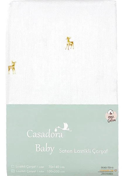 Casadora Baby Gazelle 100% Pamuk Saten Bebek Lastikli Çarşaf - 70X140 cm