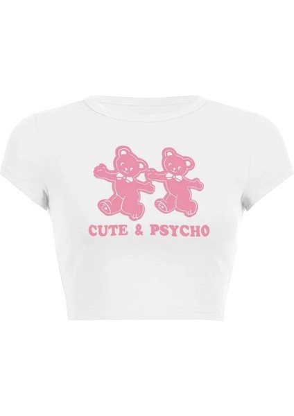 Bear Cute&psycho Streetwear Crop Kırmızı