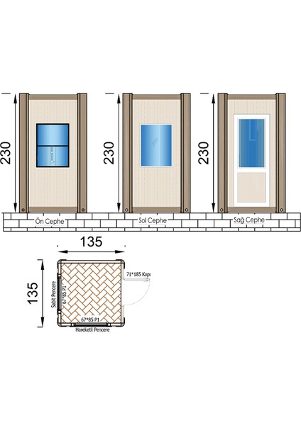 135x135 Panel Kabin  - Güvenlik Kulübesi Veya Bekçi Kabini