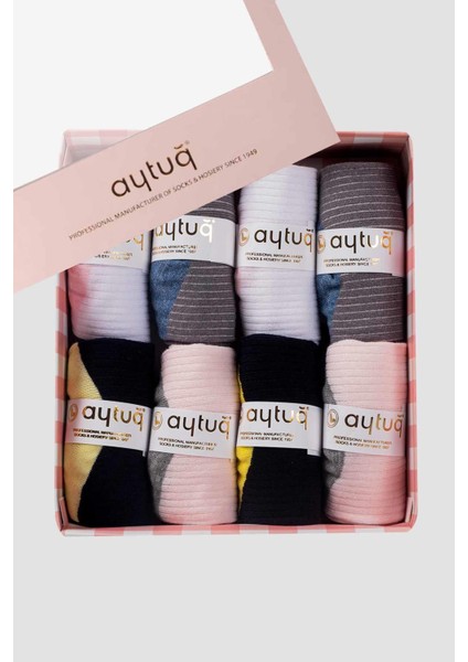 Kadın Pamuklu 8 Çift Özel Kutulu Patik Çorap - 31253-1