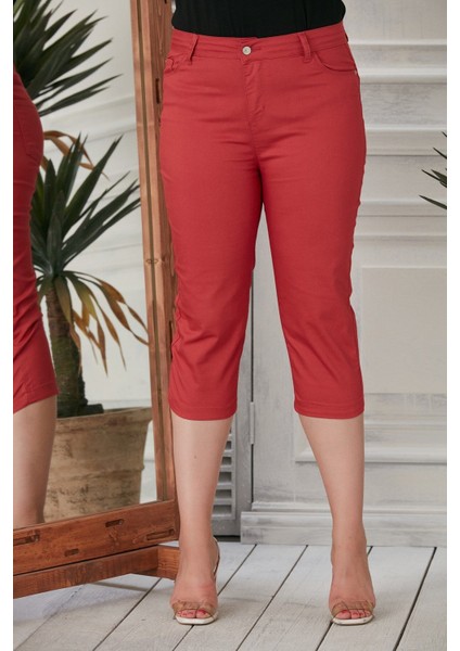 Büyük Beden Mercan Pamuk Kapri