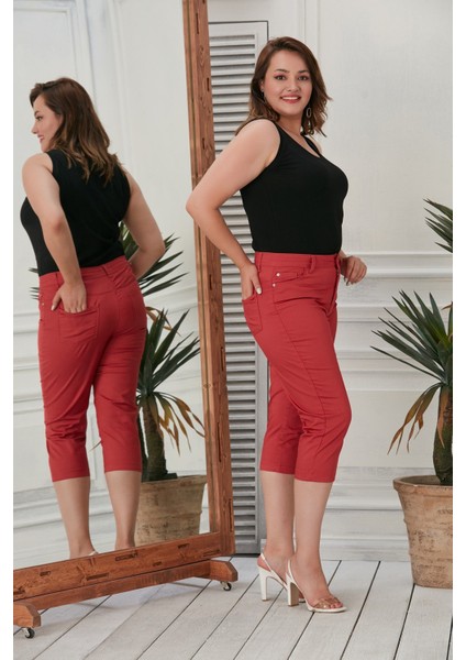 Büyük Beden Mercan Pamuk Kapri fırsatları