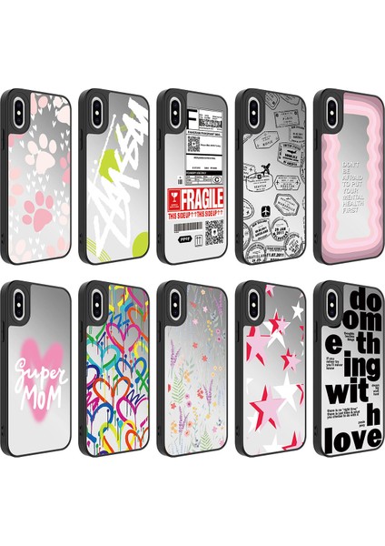 Apple iPhone XS Kılıf Aynalı Desenli Kamera Korumalı Parlak Mirror Kapak Seyahat Siyah fiyatları