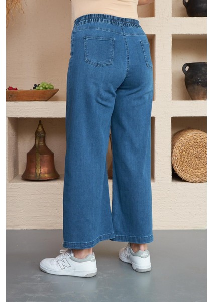 Beli Lastikli Bol Paça Büyük Beden Kim.mavi Kot Pantolon indirimleri