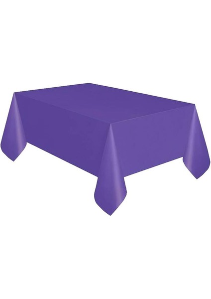 Mor Plastik Masa Örtüsü Doğum Günü Masa Örtüsü
