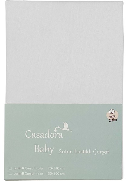 Casadora Baby 100% Pamuk Saten Bebek Lastikli Çarşaf - 70X140 cm - Gri