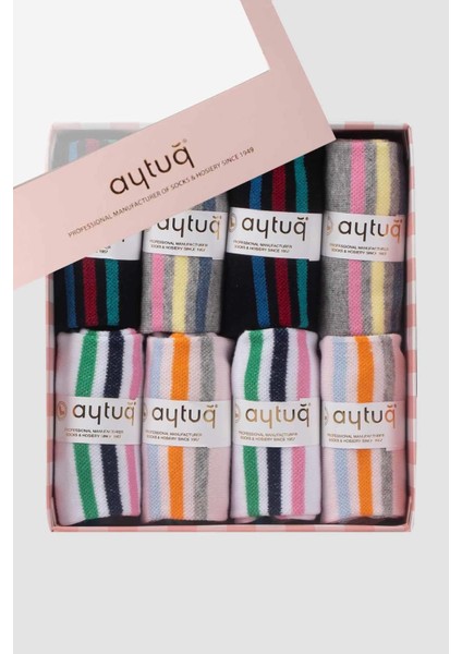 Kadın Pamuklu 8 Çift Özel Kutulu Patik Çorap - 31245-1