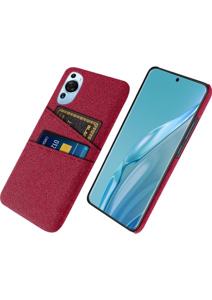 Huawei P60 Sanat Çift Kart Yuvaları Telefon Kılıfı Sert Pc + Bez Telefon Geri Kapak (Yurt Dışından)