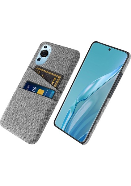 Huawei P60 Sanat Çift Kart Yuvaları Telefon Kılıfı Sert Pc + Bez Telefon Geri Kapak (Yurt Dışından)