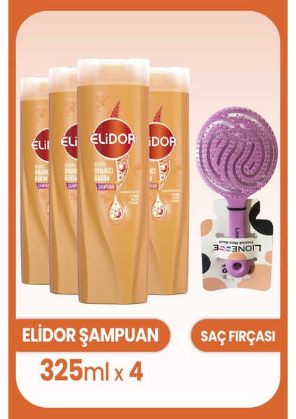 Superblend Onarıcı Şampuan 325 ml x 4 Adet ve Saç Fırçası