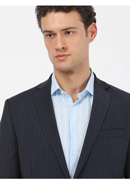 Modern Fıt Çizgili Lacivert Erkek Takım Elbise TKM-2752 modelleri