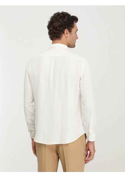 Regular Fit Uzun Kollu Bej Erkek Gömlek GM-4599