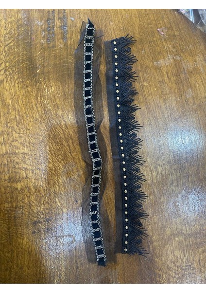 32 cm 2 Adet Nakış Işlemeli Şerit Aplikee Bordür Siyah 2 Farklı Model fiyatları