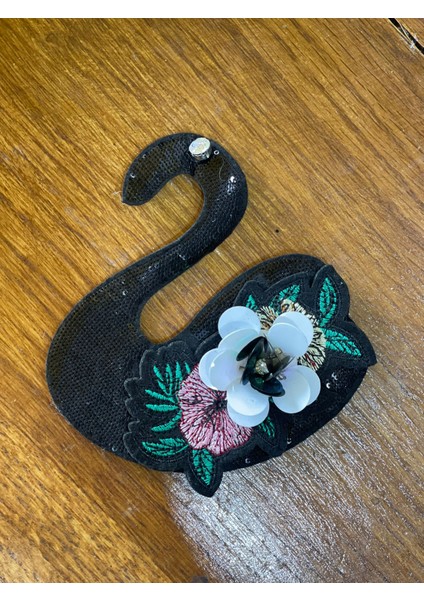 12X12 cm Pul Payetli Kuğu Kabartma Aplike Arma Dikiş Giyim Hobi Aksesuarı