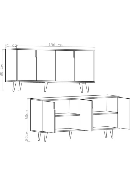 Latina Modern Konsol 180 cm Ceviz - Beyaz fırsatları