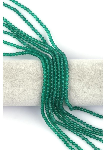 Yeşil Akik Doğal Taş Dizi 4 mm Küre Kesim