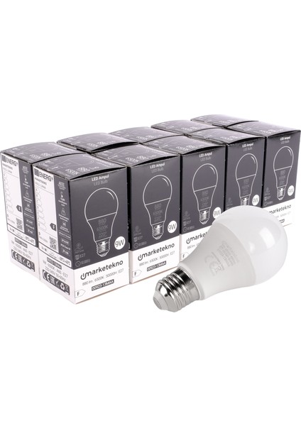 9W LED Ampul 6500K Beyaz Işık A60 E27 10'lu Paket Ampul