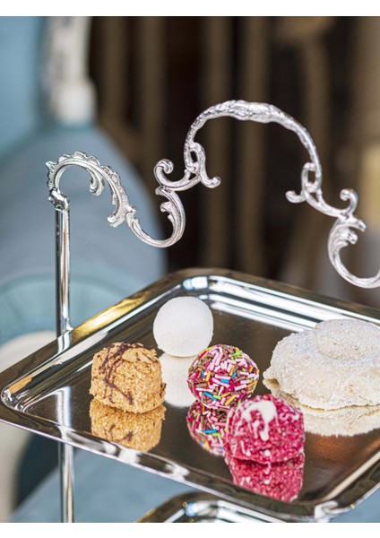 Gümüş Kaplama Tepsili Sunumluk 2 Katlı Kare Model modelleri