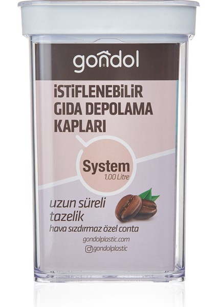 System Dikdörtgen Saklama Kabı - 1 Lt