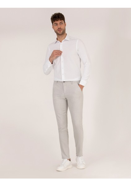 Erkek Beyaz Slim Fit Uzun Kollu Gömlek 50265110-VR013