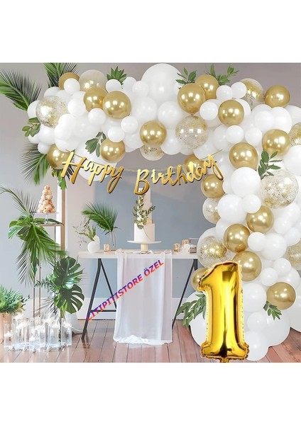 Çıtıpıtıstore 1 Yaş Balon Zinciri Seti Gölge Altın Balon Set