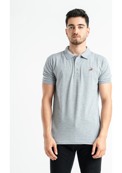 Polo Yaka Regular Fit Pamuk Çekmeyen Pamuklu Kumaş Erkek T-Shirt Nakışlı At Logo