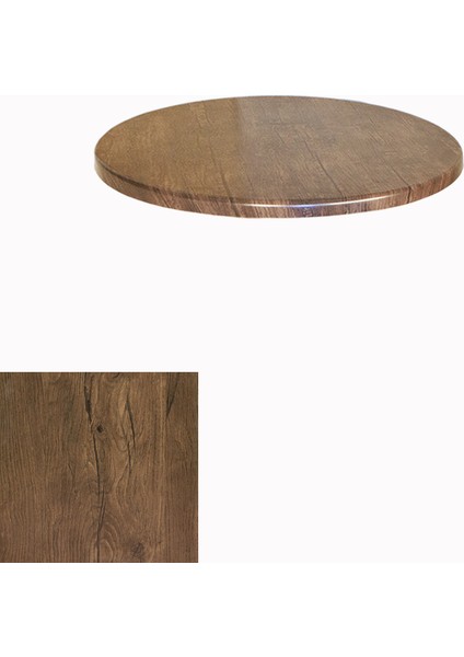 Werzalit Masa Tablası Yuvarlak 70CM - Rustik Dark