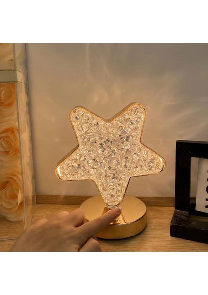 Lw-27 Şarjlı Yıldız Kristal Elmas Masa Lambası Dokunmatik Romantik Akrilik LED Gece Lambası