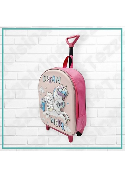 Unicorn Dream More Anaokulu Kreş Çekçekli 2-6 Yaş 5d Baskılı Pony At Sırt ve Okul Çantası modelleri