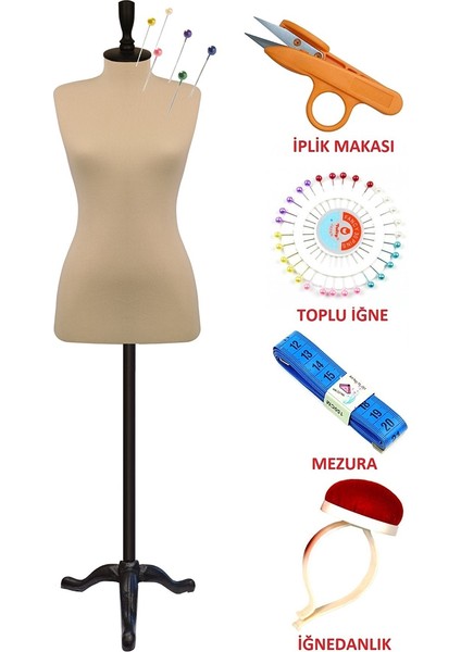 Dikiş Setli Sünger Iğne Batabilen 44 Beden Terzi Mankeni Prova Mankeni