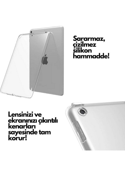 iPad 8. Nesil 10.2 Inç Uyumlu Şeffaf Silikon Tablet Kılıfı Kapak Renksiz