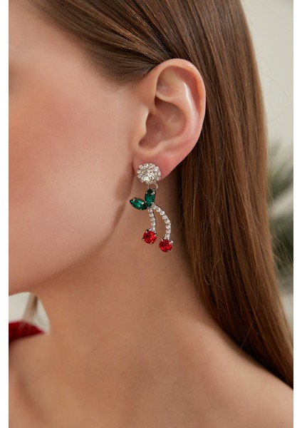 Kadın Kiraz Salkım Model Zarif Kristal Taşlı Sallantılı Günlük Abiye Elbise Düğün Parti Hediye Küpe