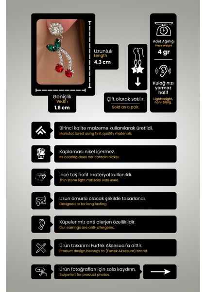 Kadın Kiraz Salkım Model Zarif Kristal Taşlı Sallantılı Günlük Abiye Elbise Düğün Parti Hediye Küpe fiyatları