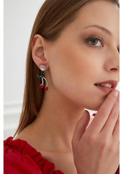 Kadın Kiraz Salkım Model Zarif Kristal Taşlı Sallantılı Günlük Abiye Elbise Düğün Parti Hediye Küpe modelleri