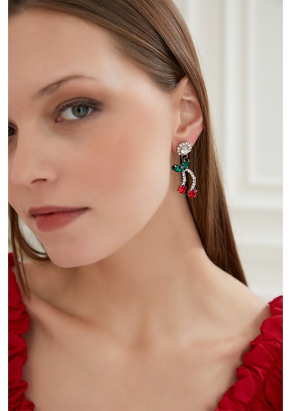 Kadın Kiraz Salkım Model Zarif Kristal Taşlı Sallantılı Günlük Abiye Elbise Düğün Parti Hediye Küpe