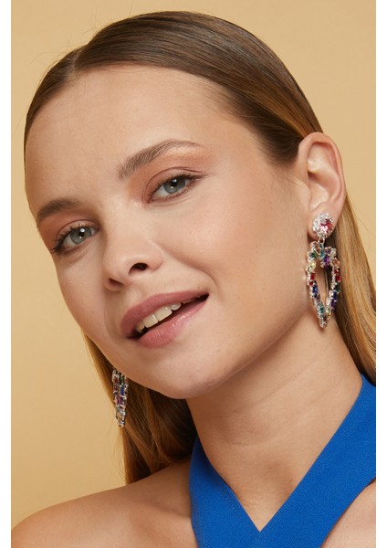 Kadın Renk Çeşitli Kalp Model Zirkon Taşlı Gümüş Pırlanta Elmas Abiye Elbise Nişan Düğün Parti Küpe fırsatları