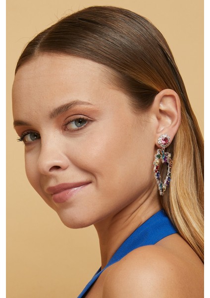 Kadın Renk Çeşitli Kalp Model Zirkon Taşlı Gümüş Pırlanta Elmas Abiye Elbise Nişan Düğün Parti Küpe indirimleri