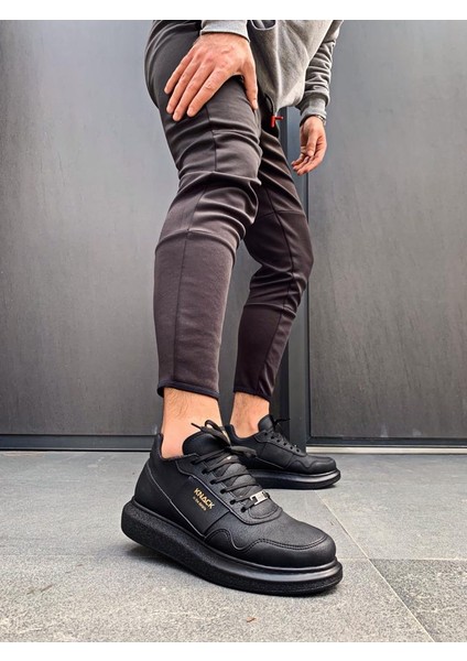 Yüksek Taban Günlük Ayakkabı 040 Siyah (Siyah Taban)