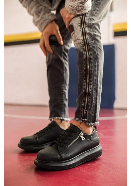 Yüksek Taban Günlük Ayakkabı 555 Siyah (Siyah Taban) modelleri